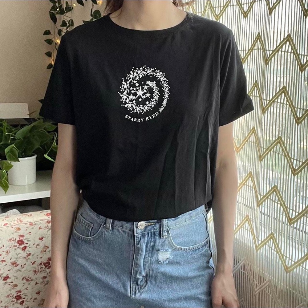 New Look Black White Starry Eyed T Shirt
